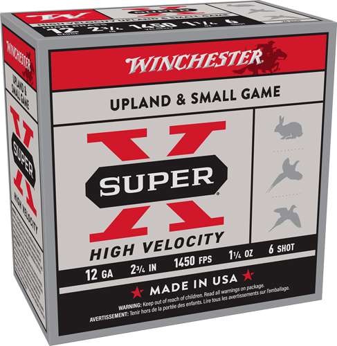 WINCHESTER 12 GA 2-3/4″ #6 SUPER-X  HS HIGH VELOCITY 1-1/4 OZ 25 RD/BX 10 BX/CS