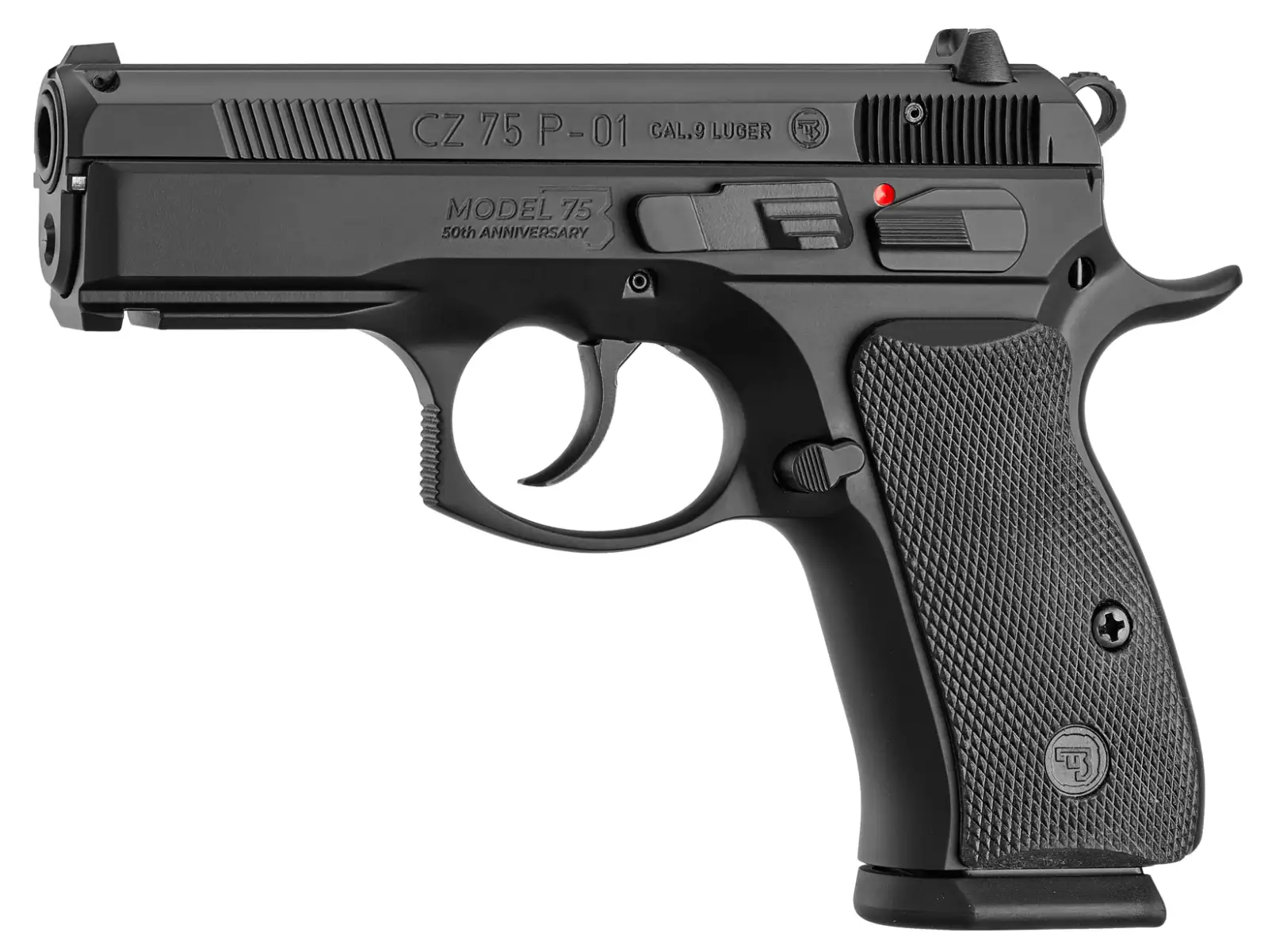 CZ 75 P-01 50TH ANNIVERSARY 9MM PISTOL BLACK FIXED SIGHTS DECOCKER 2-15RD MAGS