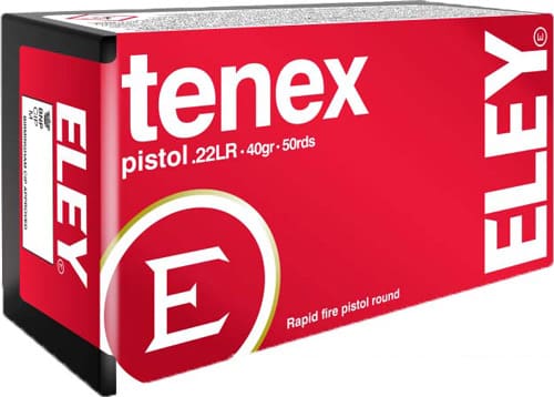 ELEY TENEX PISTOL 22LR 40GR – ROUND NOSE 50RD 100BX/CS