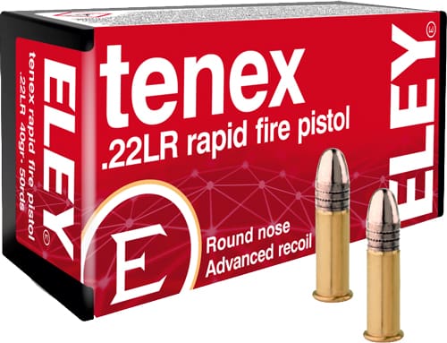 ELEY TENEX RAPID FIRE PISTOL – 22LR 40GR RN 50RD 100BX/CS