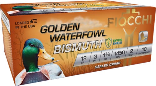 FIOCCHI GOLDEN BISMUTH 12GA 3″ – 1-3/8OZ #2 1450FPS 10RD 10BX/C