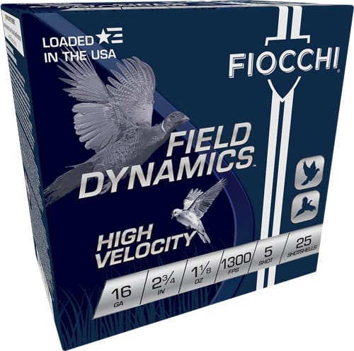 FIOCCHI 16GA 2.75″ 1-1/8OZ #5 – 1300FPS 25RD 10BX/CS