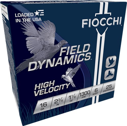 FIOCCHI 16GA 2.75″ 1-1/8OZ #6 – 1300FPS 25RD 10BX/CS