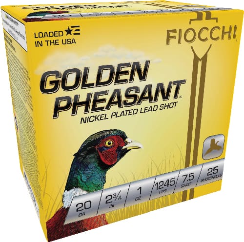 FIOCCHI GOLDEN PHEASANT 20GA – 2.75″ 1OZ #7.5 25RD 10BX/CS