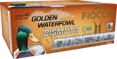 FIOCCHI GOLDEN BISMUTH 28GA – 3″ 15/16OZ #4 10RD 10BX/CS