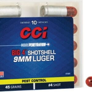 CCI SHOTSHELL 9MM LUGER 53GR - #4 SHOT 10RD 20BX/CS