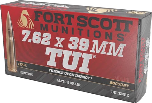 FORT SCOTT 7.62X39 117GR TUI – SOLID COPPER 20RD 10BX/CS