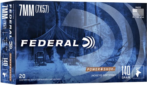 FEDERAL POWER-SHOK 7X57MM – MAUSER 140GR SP 20RD 10BX/CS