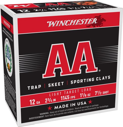 WINCHESTER AA 12GA 2.75″ – 1-1/8OZ #7.5 1145FPS 250R CASE