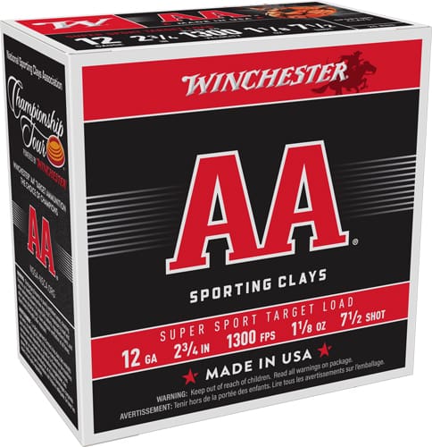 WINCHESTER AA 12GA 2.75″ – 1-1/8OZ #7.5 1300FPS 250R CASE