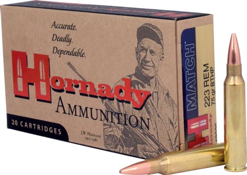 HORNADY 223 REM 75GR BTHP – MATCH 20RD 10BX/CS