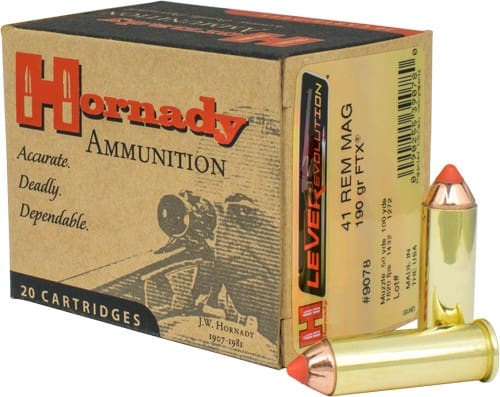 HORNADY LEVEREVOLUTION 41 REM – MAG 190GR FTX 20RD 10BX/CS
