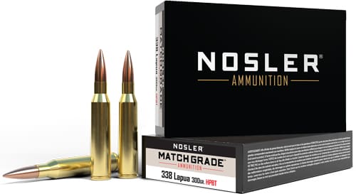 NOSLER MATCH 338 LAPUA MAG – 300GR CUSTOM HPBT 20RD 10BX/CS