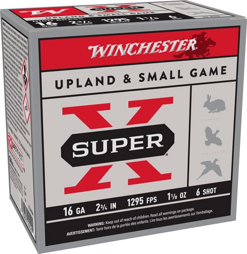 WINCHESTER SUPER-X 16GA 2.75″ – 1-1/8OZ #6 1295FPS 25RD 10BX/C