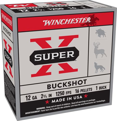 WINCHESTER SUPER-X 12GA 2.75″ – #1 BUCK 16 PELLET 25RD 10BX/CS