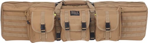 BULLDOG 37″ 2 GUN TACTICAL CSE – 3 LARGE ACCESSORY POCKETS TAN