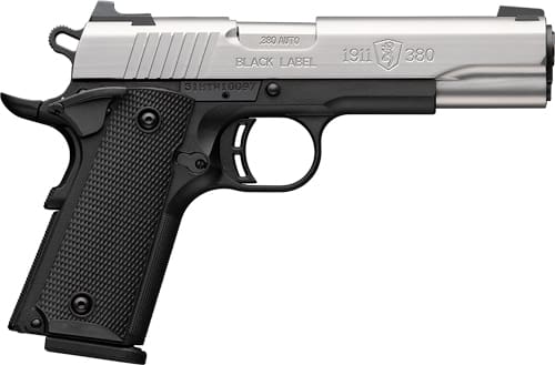 BROWNING 1911-380 STAINLESS – 380ACP 4.25″FS 8RD BLK/SS