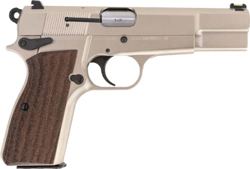 INGLIS P-35N HI-POWER 9MM – 4.7″ BBL 2-15RD NICKEL/WOOD