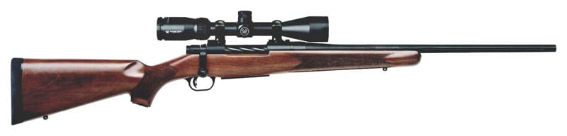 MOSSBERG PATRIOT COMBO 243 WIN – 22″ VORTEX 3-9X40 BLUED/WALNUT