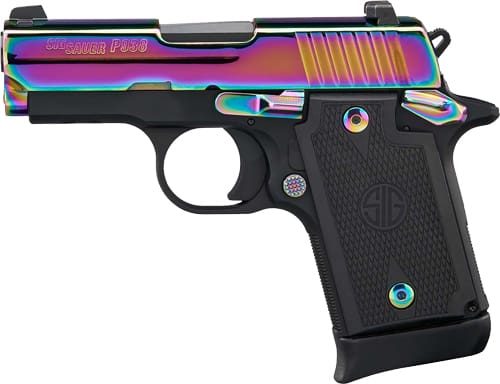 SIG P938 9MM 3″ SAO SIGLITE – (1)7RD G10 TITANIUM RAINBOW