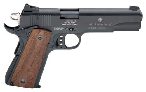 GERMAN SPORT 1911 22LR – 5″ BLACK/FAUX WOOD GRIPS 10RD