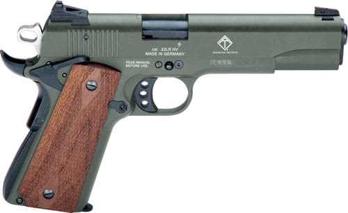GERMAN SPORT 1911 22LR – 5″ OD GREEN/FAUX WOOD 10RD