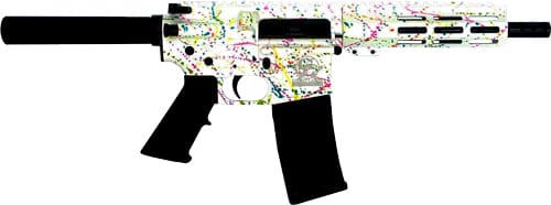 GLFA AR15 PISTOL 223 WYLDE – 7.5″ NITRIDE SPLATTER WHITE