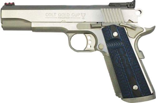 COLT GOLD CUP TROPHY 38 SUPER – 5″ 9RD STAINLESS BLUE G10 GRIP