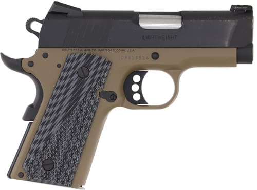 COLT DEFENDER 45ACP 3″ 7RD FDE – CERAKOTE BLUED G10 GRIPS
