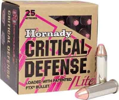HORNADY CRITICAL DEFENSE LITE – 9MM LUGER 100GR FTX 25RD 10B/C
