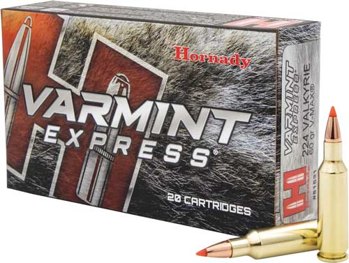 HORNADY VARMINT 224 VALKYRIE – 60GR V-MAX 20RD 10BX/CS