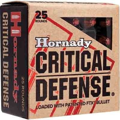 HORNADY CRITICAL DEFENSE 9MM – LUGER 115GR FTX 25RD 10BX/CS