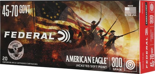 FEDERAL AE 45-70 GOV 300GR SP – 20RD 10BX/CS AMERICA 250TH