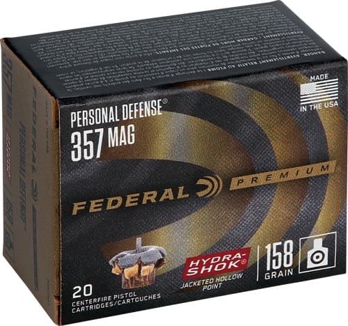 FEDERAL PREMIUM 357 MAG 158GR – HYDRA-SHOK JHP 20RD 25BX/CS