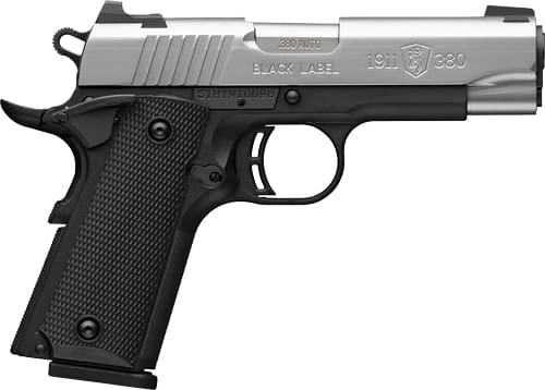 BROWNING 1911-380 STAINLESS – 380ACP 3.58″COMP 8RD BLK/SS