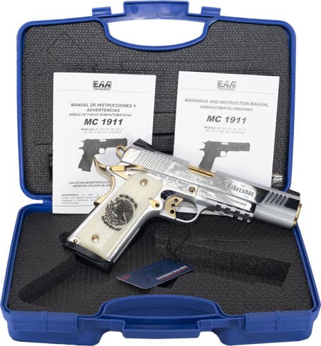 GIRSAN MC1911S LIBERADORE II – 45ACP CHROME/GOLD ENGRAVED 8RD