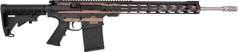 GLFA AR10 RIFLE 6.5CM 20″ S/S – BBL 10-SHOT DESERT FLAG