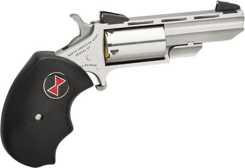 NAA "BLACK WIDOW" MINI-REVOLVR - 22WMR 2" FS S/S BLACK RUBBER - Image 2