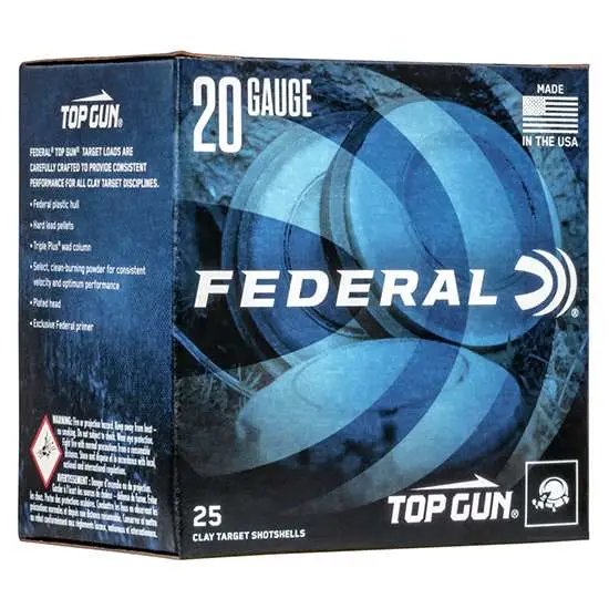 FEDERAL TOP GUN 20GA 2-3/4″ 2-1/2DE 7/8OZ 9 25 RD/BX 10 BX/CS