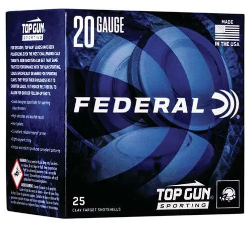 FEDERAL TOP GUN 20GA 2 3/4″ 7/8OZ 1,250 FPS 8 25 RD/BX 10 BX/CS
