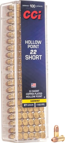 CCI 22 SHORT 27GR LEAD-HP – 1080FPS 100RD 50BX/CS