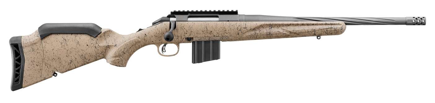RUGER AMERICAN G2 RANCH 6.5 GRENDEL 16.1″ SPIRAL FLTD T.B. FDE SPLTR 10RD