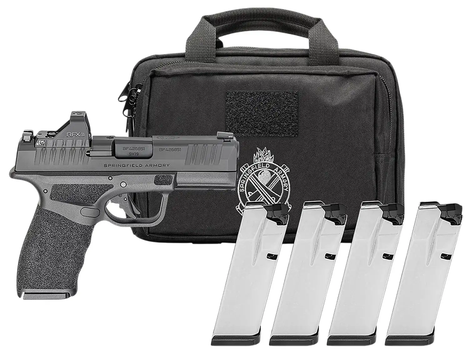 SPRINGFIELD ARMORY HELLCAT PRO 9MM PISTOL U DOT GEAR PAC VIRIDIAN RFX11,BAG,4 MAGS