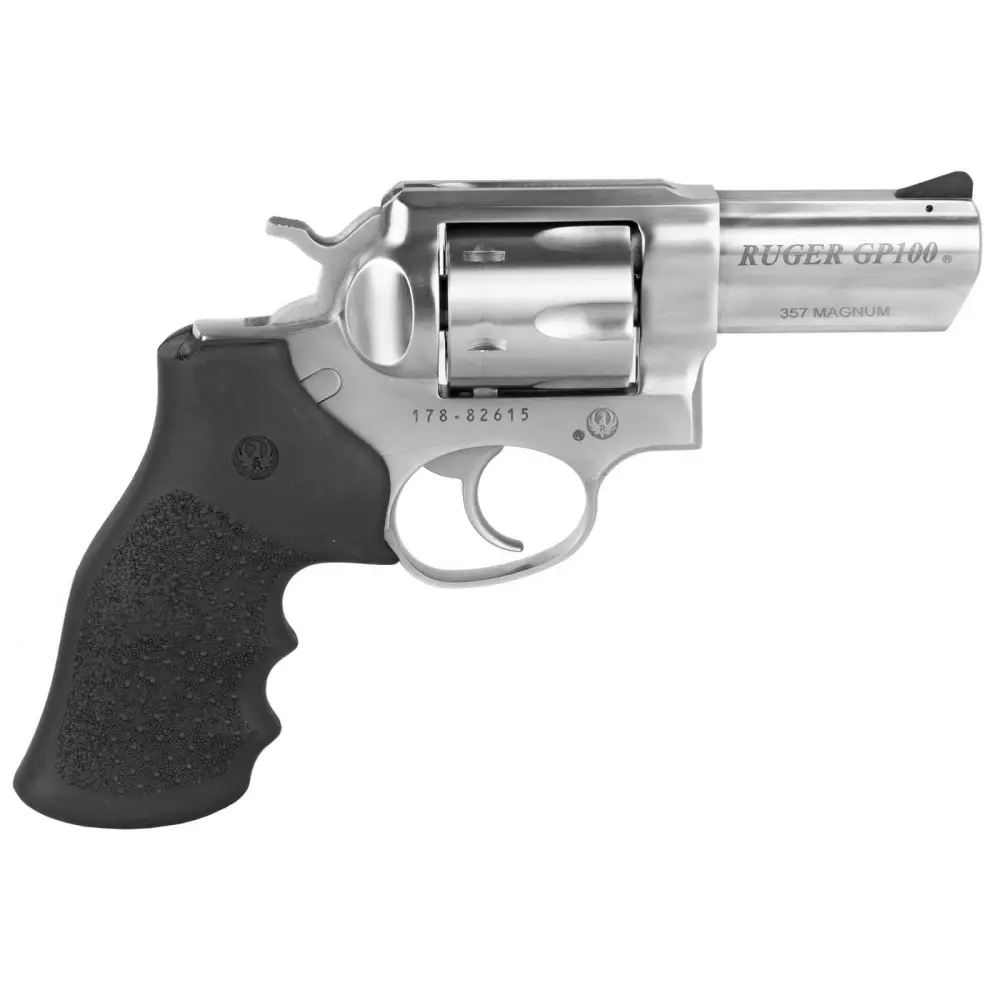 RUGER GP100 357MAG REV 3″ STS HGE GRP FXD SIGHTS