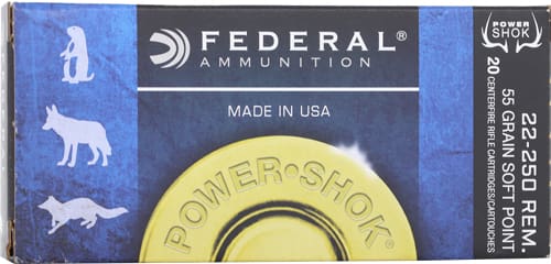 FEDERAL POWER-SHOK 22-250 REM – 55GR SP 20RD 10BX/CS