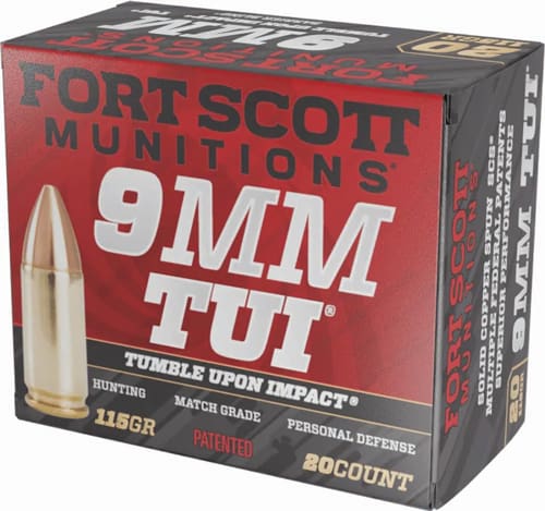 FORT SCOTT 9MM LUGER 115GR – TUI SOLID COPPER 20RD 25BX/CS