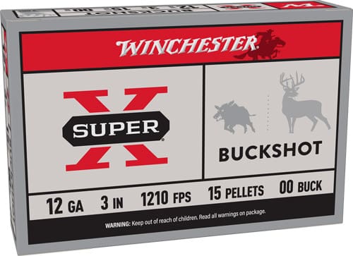WINCHESTER SUPER-X 12GA 3″ – 00 BUCK 15 PELLETS 5RD 50BX/CS