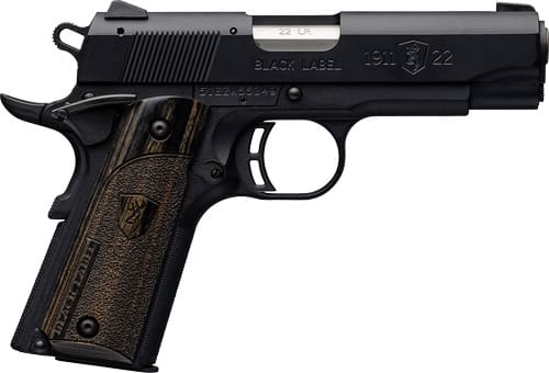 BROWNING 1911-22 BLACK LABEL – COMPACT 22LR 3.62″ FS BLK/LAM