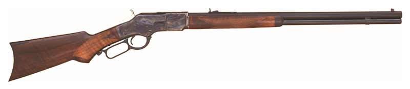 CIMARRON 1873 DELUXE 44/40 WIN – 24″ OCTAGON CC/BLUED PG WALNUT