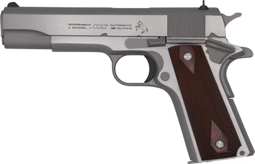 COLT GOVERNMENT 1911 38 SUPER – 5″ 9RD STAINLESS ROSEWOOD